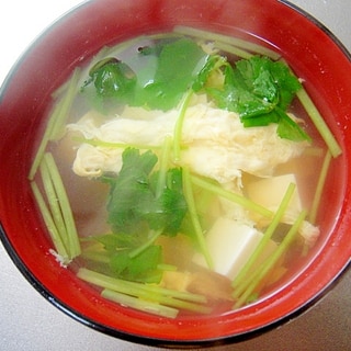 豆腐と三つ葉のかき玉汁